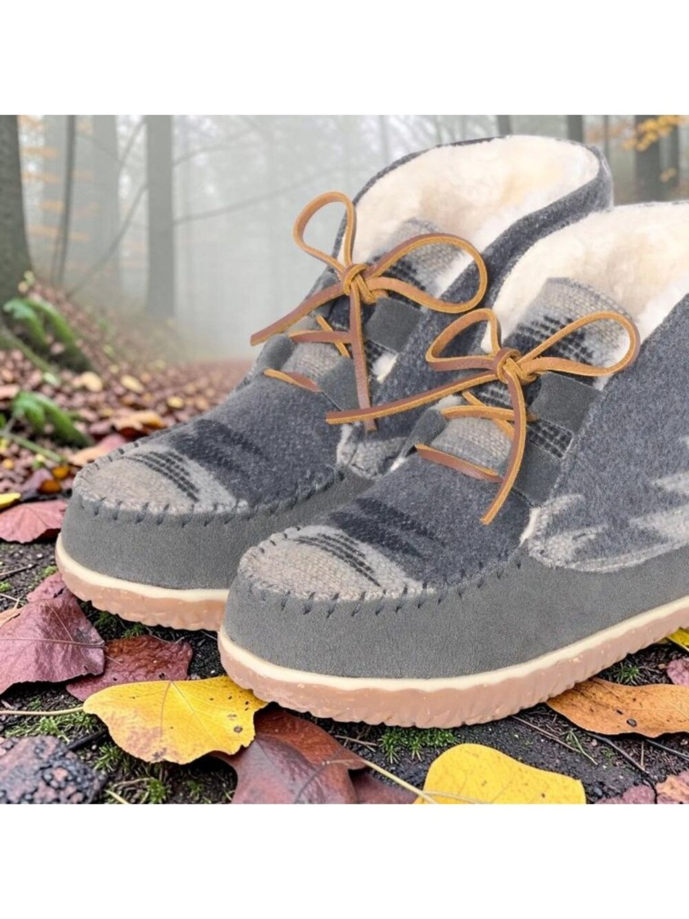 Minnetonka Women's Torrey Shearling Boots Grey Size 6 NEW IN BOX!